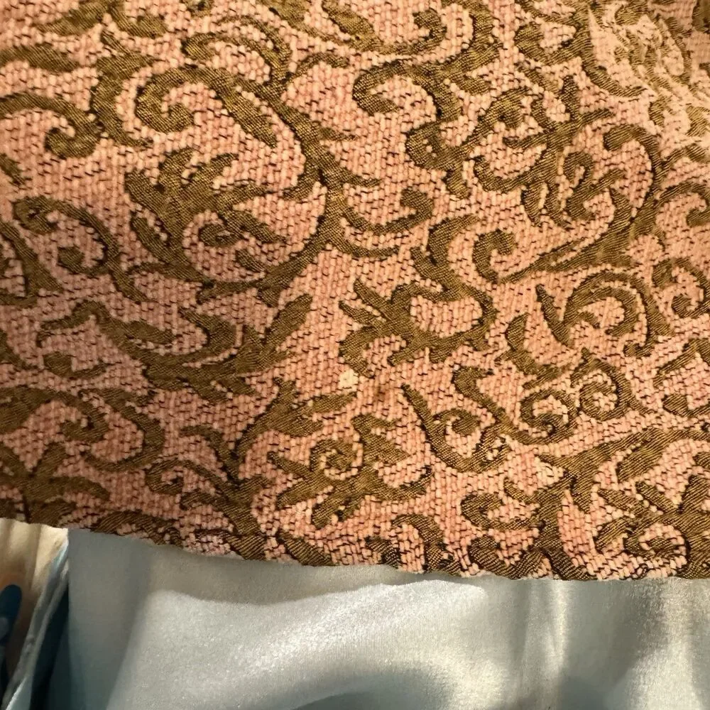 Set of 4 Vintage Brocade Placemats Pink & Ochre Damask Brocade Textile